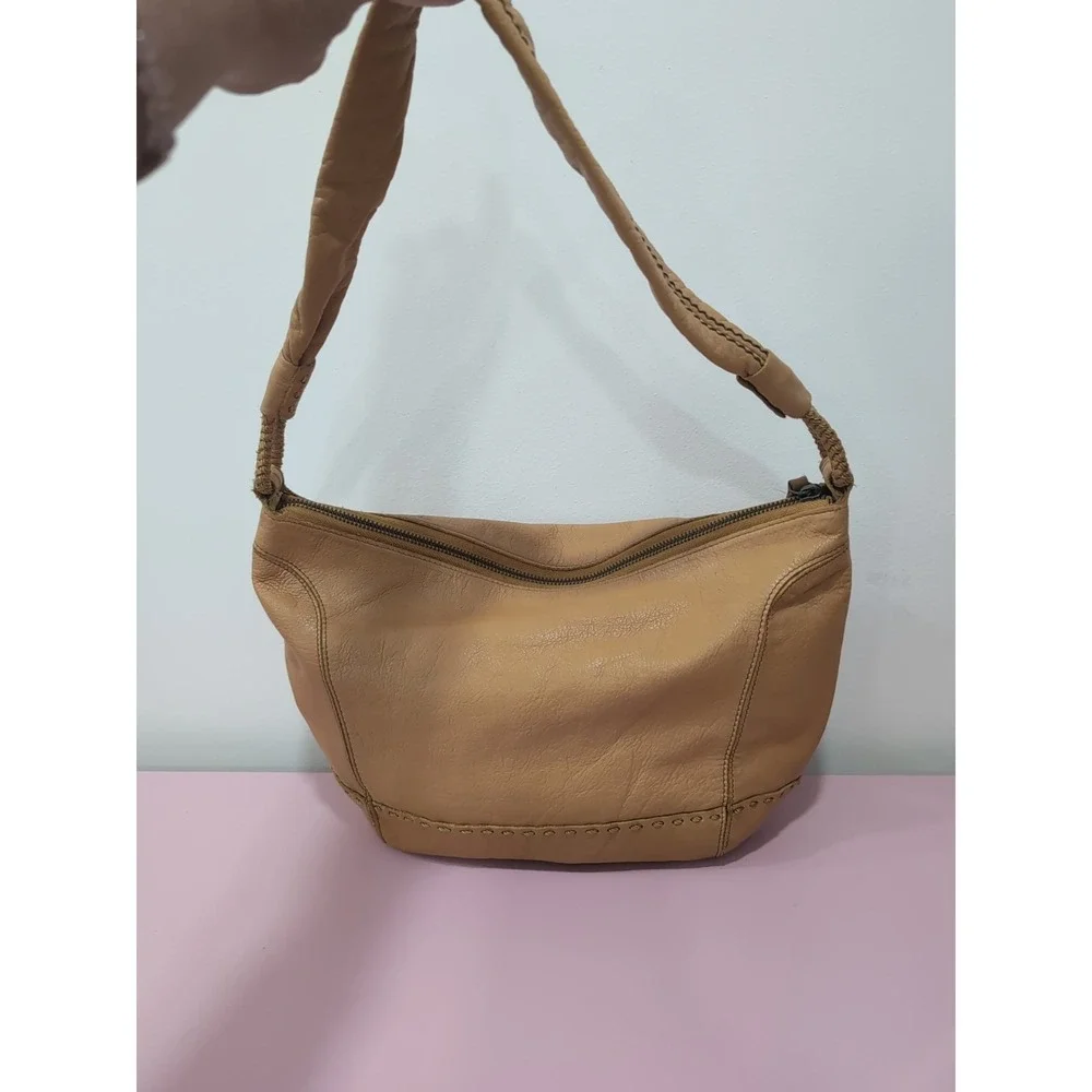 The Sak Sequoia‎ Leather Hobo Shoulder Bag Purse Golden Tan Color
